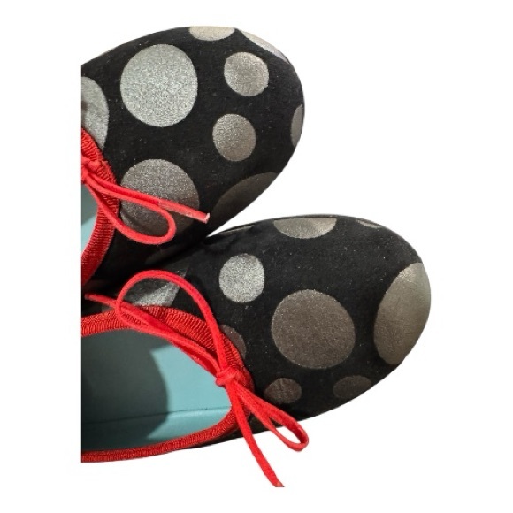 THIERRY RABOTIN black suede leather, silver polka dots, red trim size 38 EU - Picture 6 of 11